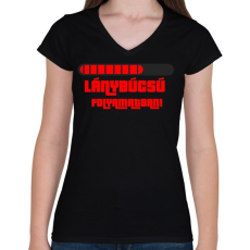 PRINTFASHION Lánybúcsú folyamatban - Női V-nyakú póló - Fekete