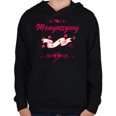 PRINTFASHION Lánybúcsú menyasszony pink - Gyerek kapucnis pulóver - Fekete