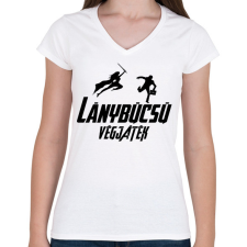 PRINTFASHION Lánybúcsú végjátek - Női V-nyakú póló - Fehér női póló
