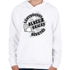 PRINTFASHION Lánybúcsús alkesz brigád - Gyerek kapucnis pulóver - Fehér