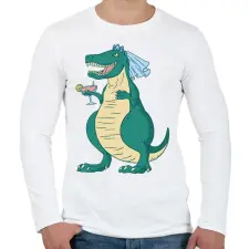PRINTFASHION Lánybúcsús dínó - Férfi hosszú ujjú póló - Fehér férfi póló