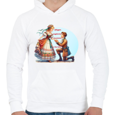 PRINTFASHION Lánykérés - Férfi kapucnis pulóver - Fehér