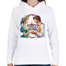 PRINTFASHION Lánykérés - Női kapucnis pulóver - Fehér női pulóver, kardigán