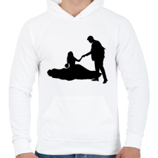 PRINTFASHION Lánykérés sziluett - Férfi kapucnis pulóver - Fehér férfi pulóver, kardigán
