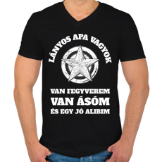 PRINTFASHION LÁNYOS APA 3 - Férfi V-nyakú póló - Fekete