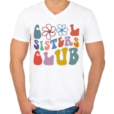 PRINTFASHION Lánytestvér klub - Férfi V-nyakú póló - Fehér