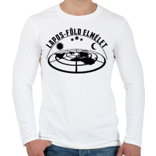 PRINTFASHION Lapos-föld elmélet - Férfi hosszú ujjú póló - Fehér férfi póló