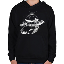 PRINTFASHION Lapos-föld hívő - Gyerek kapucnis pulóver - Fekete gyerek pulóver, kardigán