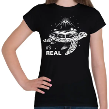 PRINTFASHION Lapos-föld hívő - Női póló - Fekete női póló