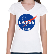 PRINTFASHION Lapos-föld - Női V-nyakú póló - Fehér női póló