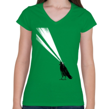 PRINTFASHION Laser crow - Női V-nyakú póló - Zöld női póló