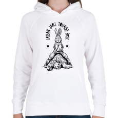 PRINTFASHION Lassan járj - Női kapucnis pulóver - Fehér