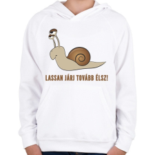 PRINTFASHION LASSAN JÁRJ TOVÁBB ÉLSZ - Gyerek kapucnis pulóver - Fehér gyerek pulóver, kardigán