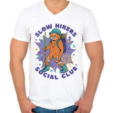 PRINTFASHION Lassú kirándulók klubja - Férfi V-nyakú póló - Fehér férfi póló
