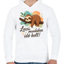 PRINTFASHION lassú munkához idő kell - Férfi kapucnis pulóver - Fehér férfi pulóver, kardigán