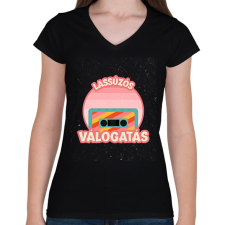 PRINTFASHION lassuzos - Női V-nyakú póló - Fekete női póló