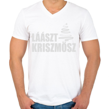 PRINTFASHION Lászt kriszmösz karácsonyi póló - Férfi V-nyakú póló - Fehér férfi póló