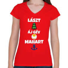 PRINTFASHION LÁSZT KRISZMÖSZ - Női V-nyakú póló - Piros