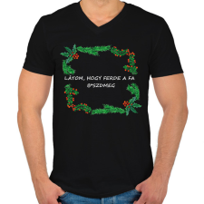 PRINTFASHION látom, hogy ferde a fa - Férfi V-nyakú póló - Fekete férfi póló