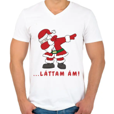 PRINTFASHION ... láttam ám! - Mikulás dabbing - Férfi V-nyakú póló - Fehér férfi póló