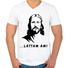 PRINTFASHION ... láttam ám! - Vicces Jézus feliratos minta - Férfi V-nyakú póló - Fehér férfi póló