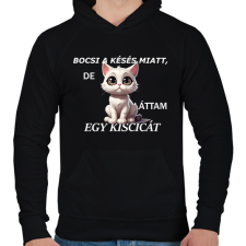 PRINTFASHION láttam egy kiscicát - Férfi kapucnis pulóver - Fekete férfi pulóver, kardigán