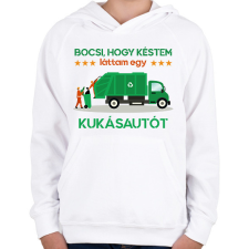 PRINTFASHION Láttam egy kukásautót - Gyerek kapucnis pulóver - Fehér gyerek pulóver, kardigán