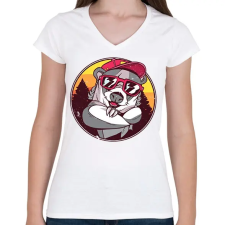 PRINTFASHION Laza borz - Női V-nyakú póló - Fehér női póló