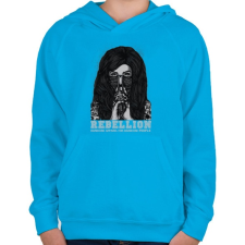 PRINTFASHION Lázadó - Gyerek kapucnis pulóver - Azúrkék gyerek pulóver, kardigán