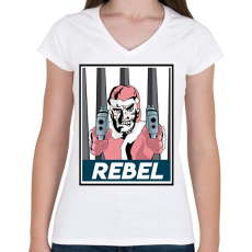 PRINTFASHION Lázadó mikulás - Női V-nyakú póló - Fehér