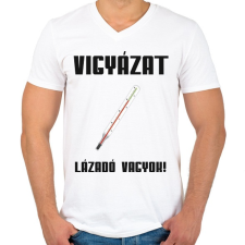 PRINTFASHION Lázadó vagyok - Férfi V-nyakú póló - Fehér férfi póló