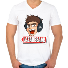 PRINTFASHION lazarbeam - Férfi V-nyakú póló - Fehér férfi póló