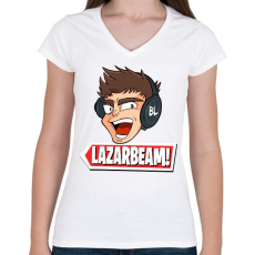 PRINTFASHION lazarbeam - Női V-nyakú póló - Fehér