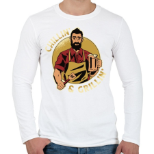 PRINTFASHION Lazulás és grillezés - Chillin and Grillin - Férfi hosszú ujjú póló - Fehér férfi póló