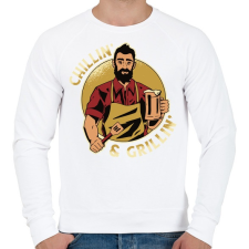 PRINTFASHION Lazulás és grillezés - Chillin and Grillin - Férfi pulóver - Fehér férfi pulóver, kardigán