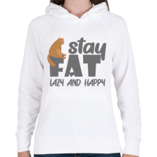 PRINTFASHION Lazy and happy - Női kapucnis pulóver - Fehér női pulóver, kardigán