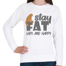 PRINTFASHION Lazy and happy - Női pulóver - Fehér