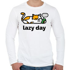 PRINTFASHION Lazy Day - Férfi hosszú ujjú póló - Fehér