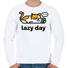 PRINTFASHION Lazy Day - Férfi pulóver - Fehér férfi pulóver, kardigán