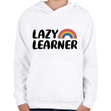 PRINTFASHION Lazy learner (Black) - Gyerek kapucnis pulóver - Fehér gyerek pulóver, kardigán