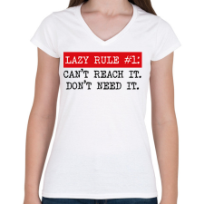 PRINTFASHION Lazy rule #1 - Női V-nyakú póló - Fehér női póló