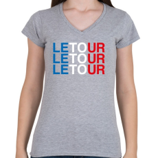 PRINTFASHION Le Tour - Női V-nyakú póló - Sport szürke