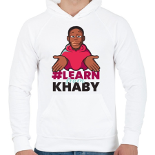 PRINTFASHION Learn from Khaby - Férfi kapucnis pulóver - Fehér férfi pulóver, kardigán