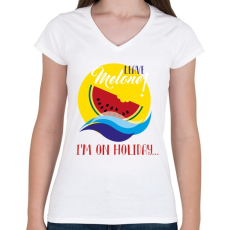 PRINTFASHION Leave me alone! - Hagyj békén, nyaralok! - Női V-nyakú póló - Fehér