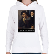 PRINTFASHION Leave me alone - Női kapucnis pulóver - Fehér női pulóver, kardigán