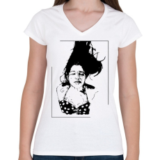 PRINTFASHION Lebegés - Női V-nyakú póló - Fehér