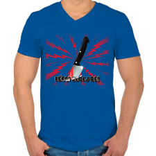 PRINTFASHION LÉCCI SZÓLJ BE - Férfi V-nyakú póló - Királykék férfi póló