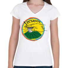 PRINTFASHION lecsapós 1 - Női V-nyakú póló - Fehér