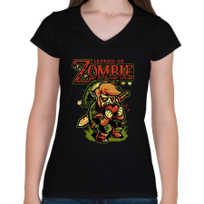 PRINTFASHION Legend of Zombie - Női V-nyakú póló - Fekete női póló