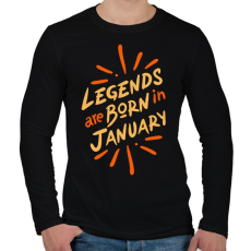PRINTFASHION Legendák januárban születnek - Férfi hosszú ujjú póló - Fekete
